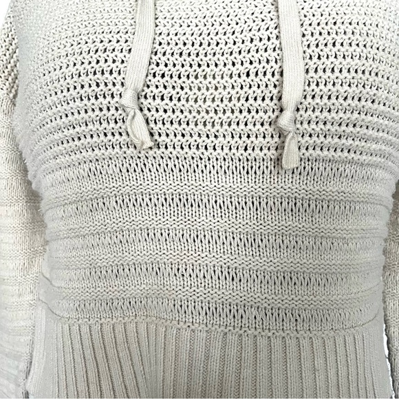 Aeropostale Knit Cropped Hooded Sweater Cream Womens Sz Medium Boho - Picture 5 of 14